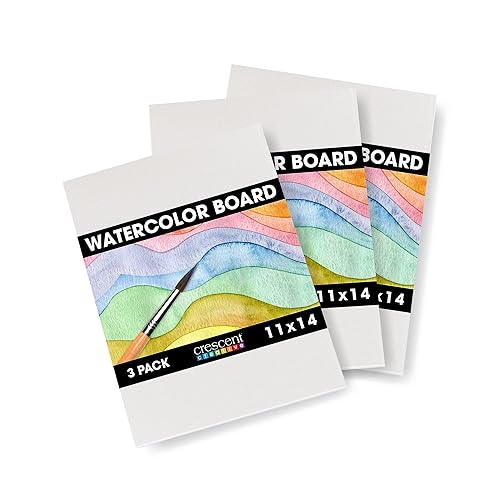 Crescent Creative Products Art & Illustration Watercolor Board, 11" X 14", White 3 Count - 11" X 14"
