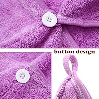 Vista 70 de Pack de 2 toallas para cabeza M-bestl, toalla para secar la cabeza con botones, toalla para el pelo de microfibra