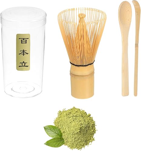 Miniatura 3 de HARFINGTON Juego de batidor de bambú (Chasen) Cuchara tradicional (Chashaku) Cuchara de té accesorio de ceremonia de matcha japonés para ceremonia