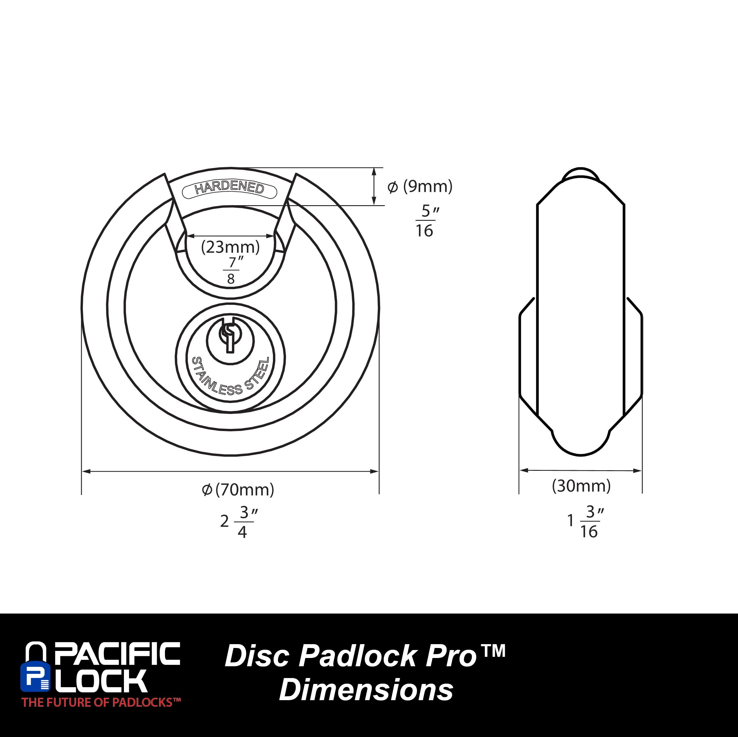 PACLOCK's Disc Padlock PRO™ Series, Stainless Steel, Keyed Alike