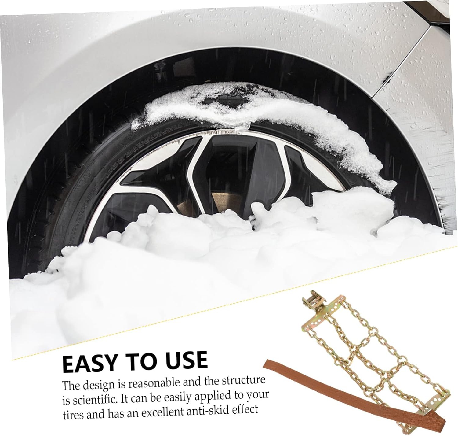 Durable Snow Chain for Cars Anti-skid Tire Chain for Suvs and Minivans Easy Installation Strong Grip Fit for Winter Driving Safety