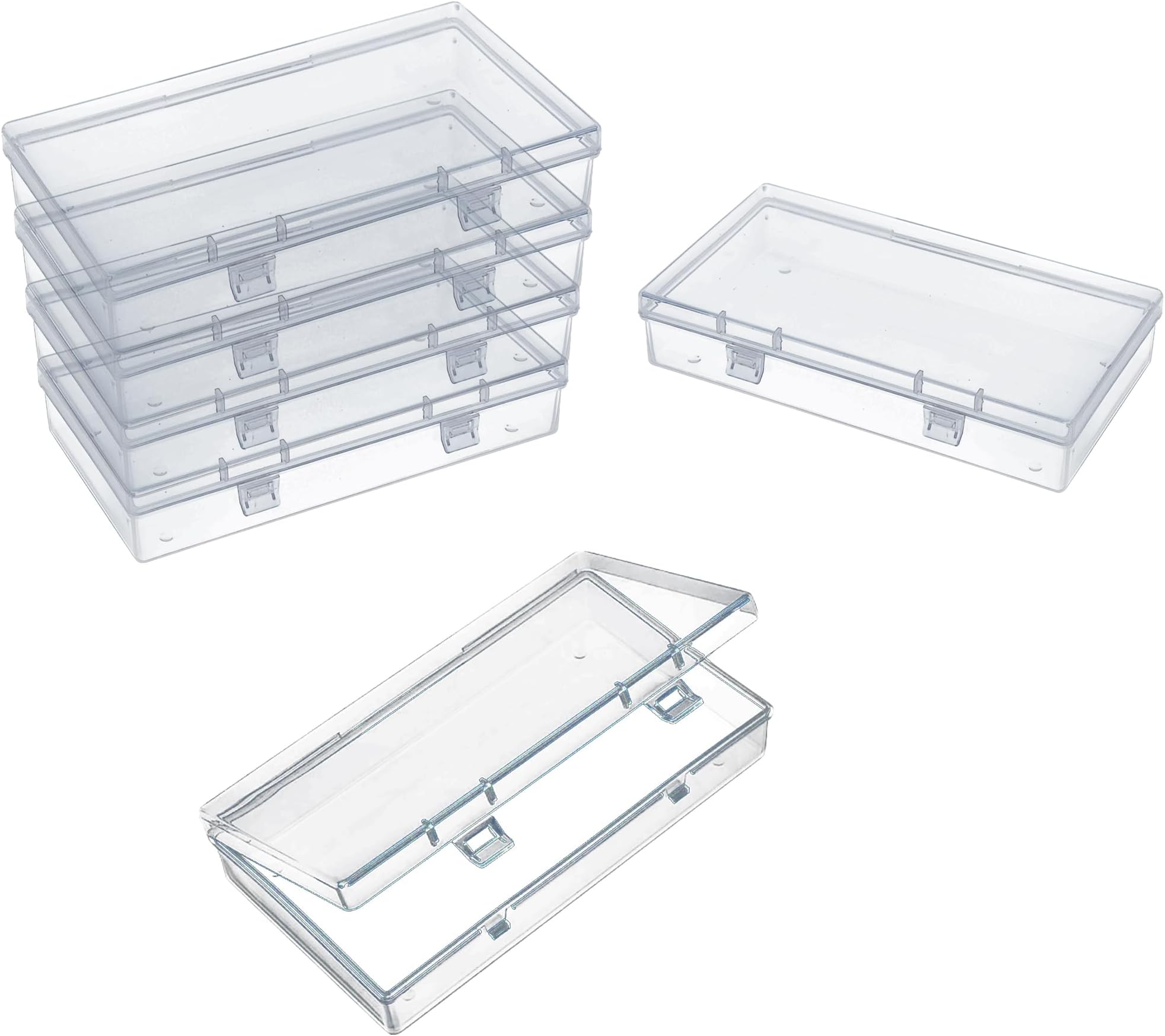 - LJY 6-Pack Clear Plastic Storage Boxes with Lids, 6.1x3.4x1.2 inch Small Organizer Containers for Crafts,Jewelry,Beads,Office Supplies,Transparent Stackable Boxes for Home & Office Organization