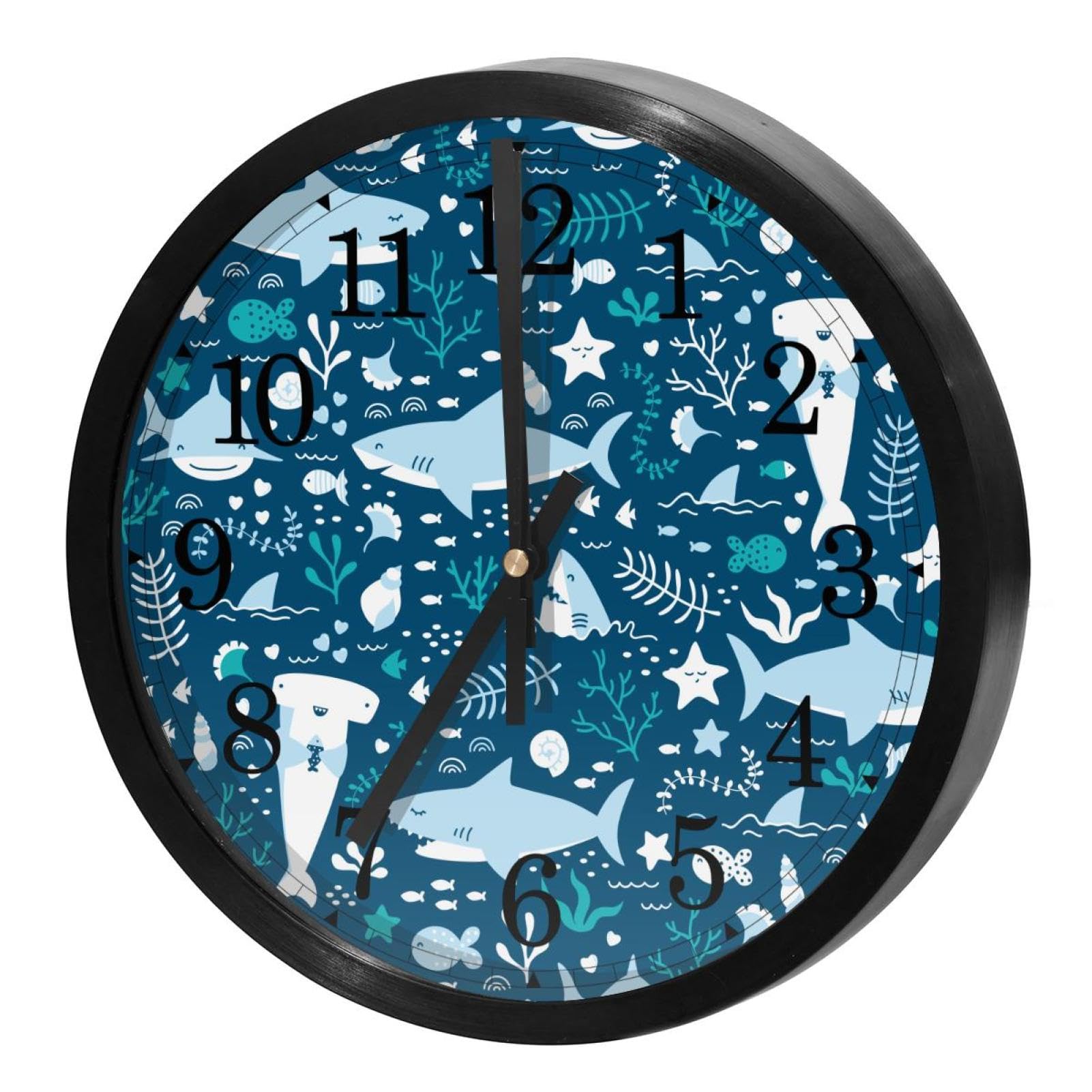 Horloge murale ronde requins pour décorer une chambre enfant ou cuisine