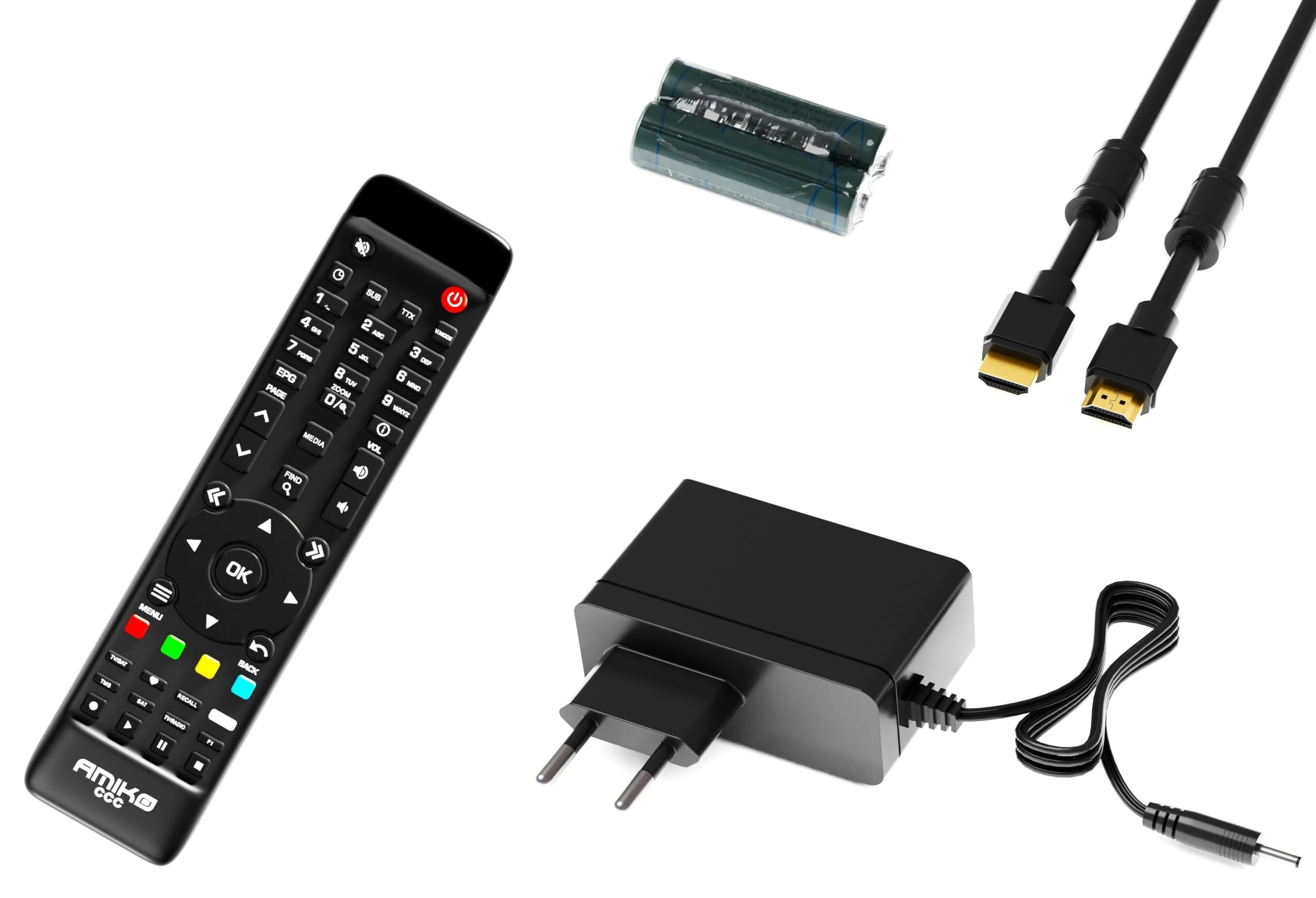 AMIKO 9265+ 4K UHD Combo odbiornik satelitarny i DVB-T2 z funkcją nagrywania PVR, czytnikiem kart, gniazdem CI, do anteny satelitarnej, telewizji kablowej i odbioru DVBT2, kabel H.265 + M@TEC HDMI
