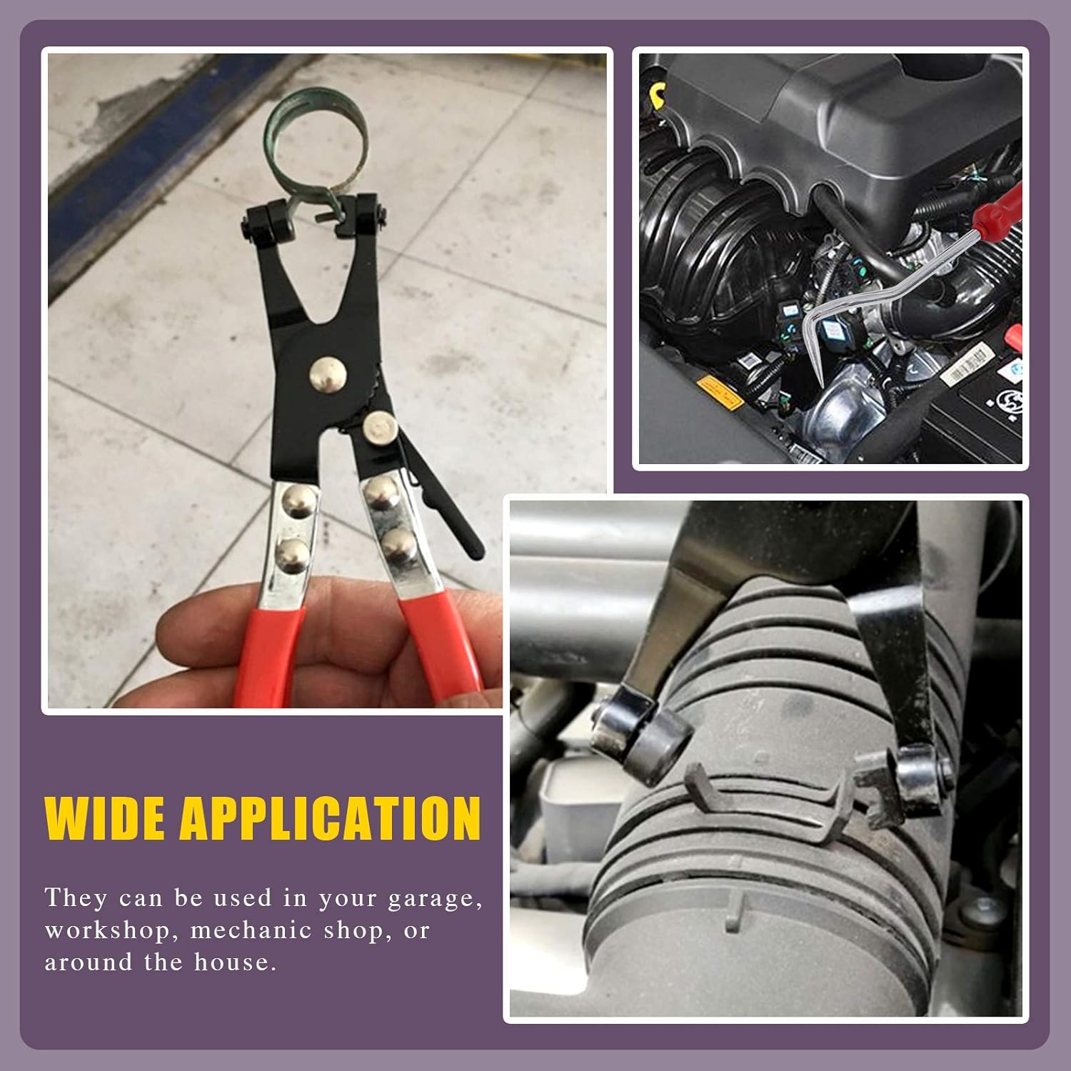 Swpeet 7Pcs Hose Clamp Pliers Set, Including Car Water Pipe Locking Pliers Hose Clamp Plier with 6Pcs Hose Removal Hook Set Perfect for Hose Installations of Low Radiators