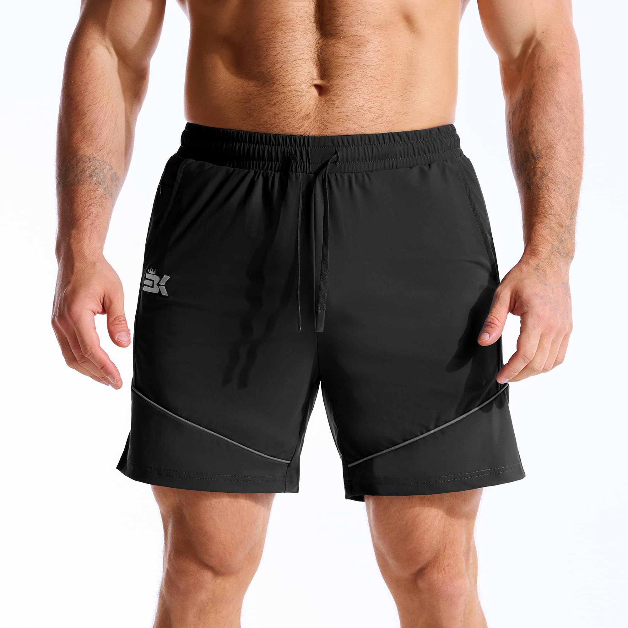 BROKIG Fitness Sport Shorts Herren Gym Workout Kurze Hose | Schnell Trocknend Laufhose Herren Kurz, Sport Shorts mit Reißverschlusstasche, Trainingshose Herren Kurz