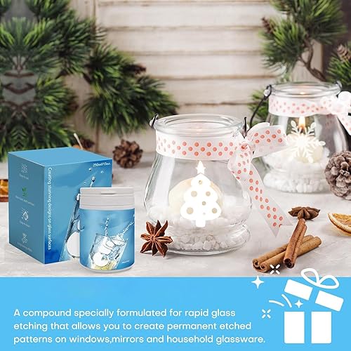 Miniatura 2 de (13 oz) Art Etch Starter Cream para vidrio para diseños intrincados, crea diseños impresionantes en superficies de vidrio, suministros de