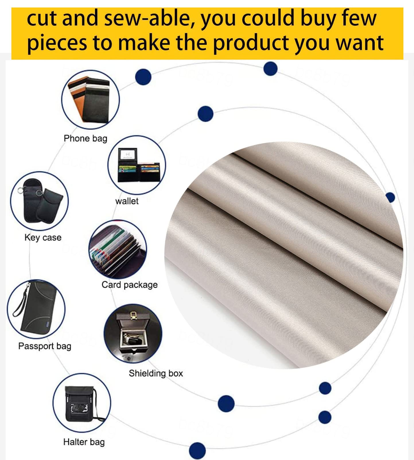 Tkanina ekranująca RF, materiał blokujący EMF, miedziany, ekranowanie EMI/RFID, ochrona przed promieniowaniem, 7 m, tkanina zapobiegająca promieniowaniu dla bezpieczeństwa w kuchence mikrofalowej