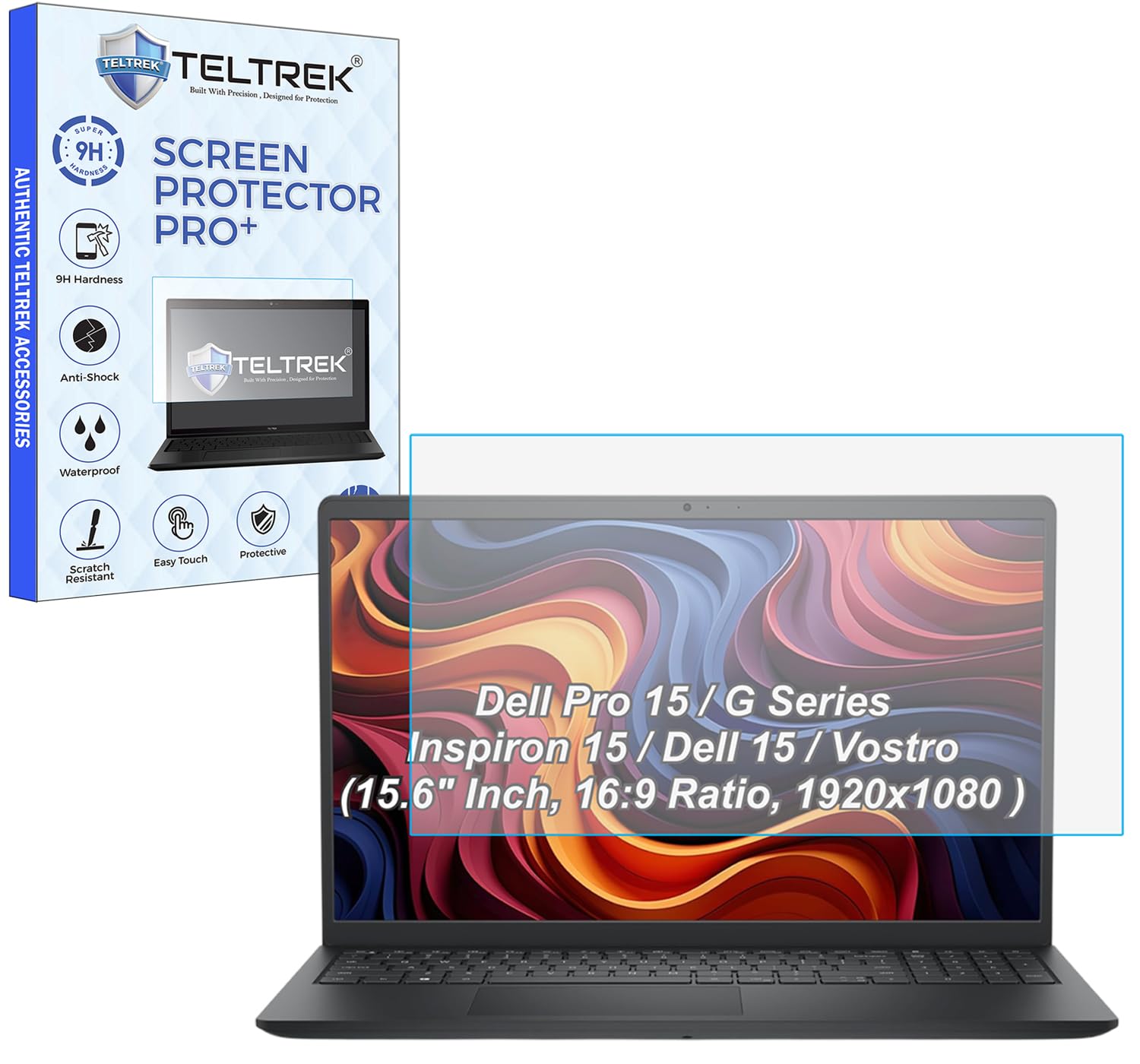 TELTREK ScreenGuard Compatible With Dell Pro 15 / G Series/Inspiron 15 / Dell 15 / Vostro (15.6" Inch, 16:9 Ratio, 1920x1080 Laptop) Screen Protector Not a Tempered Glass,