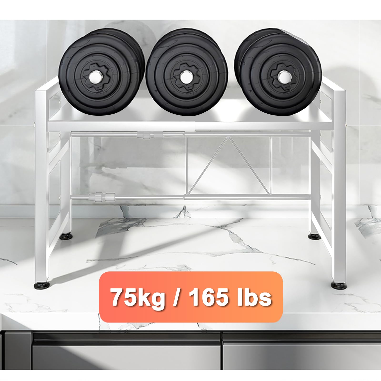 Felenny Étagère Extensible Pour Micro-ondes - Support Rangement Cuisine Avec Crochets - 75kg Capacity
