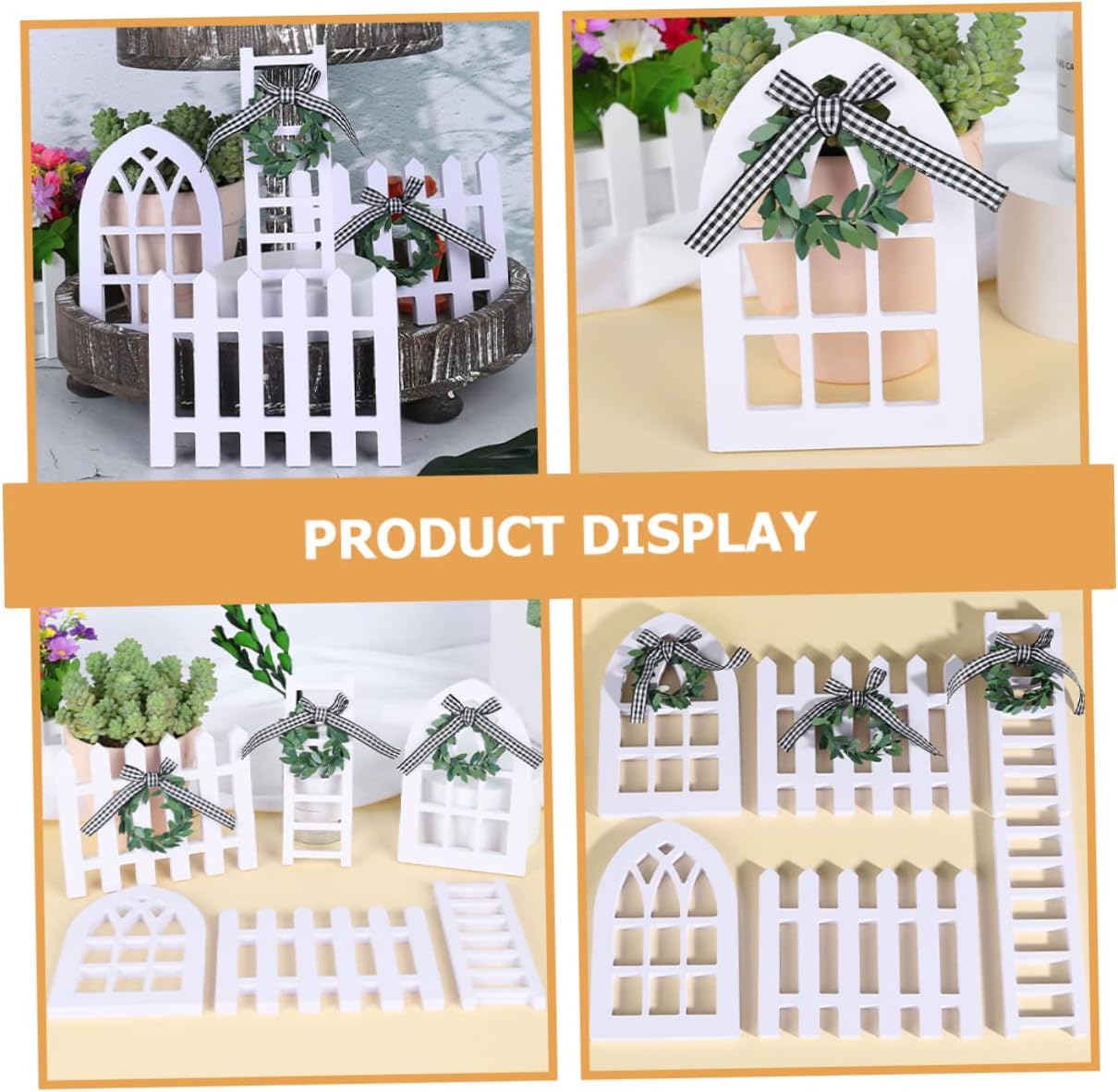 3 Piece Wooden Farmhouse Tiered Tray Ladder Decor Set for Desk