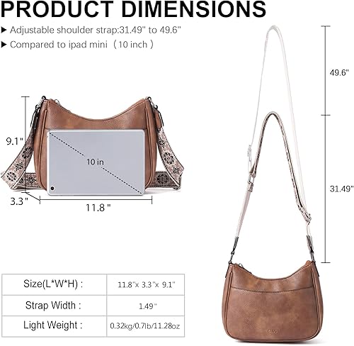 Miniatura 4 de CLUCI Bolsos cruzados para mujer, bolsos de hombro de cuero vegano 2024, bolsos para mujer con correa ancha ajustable