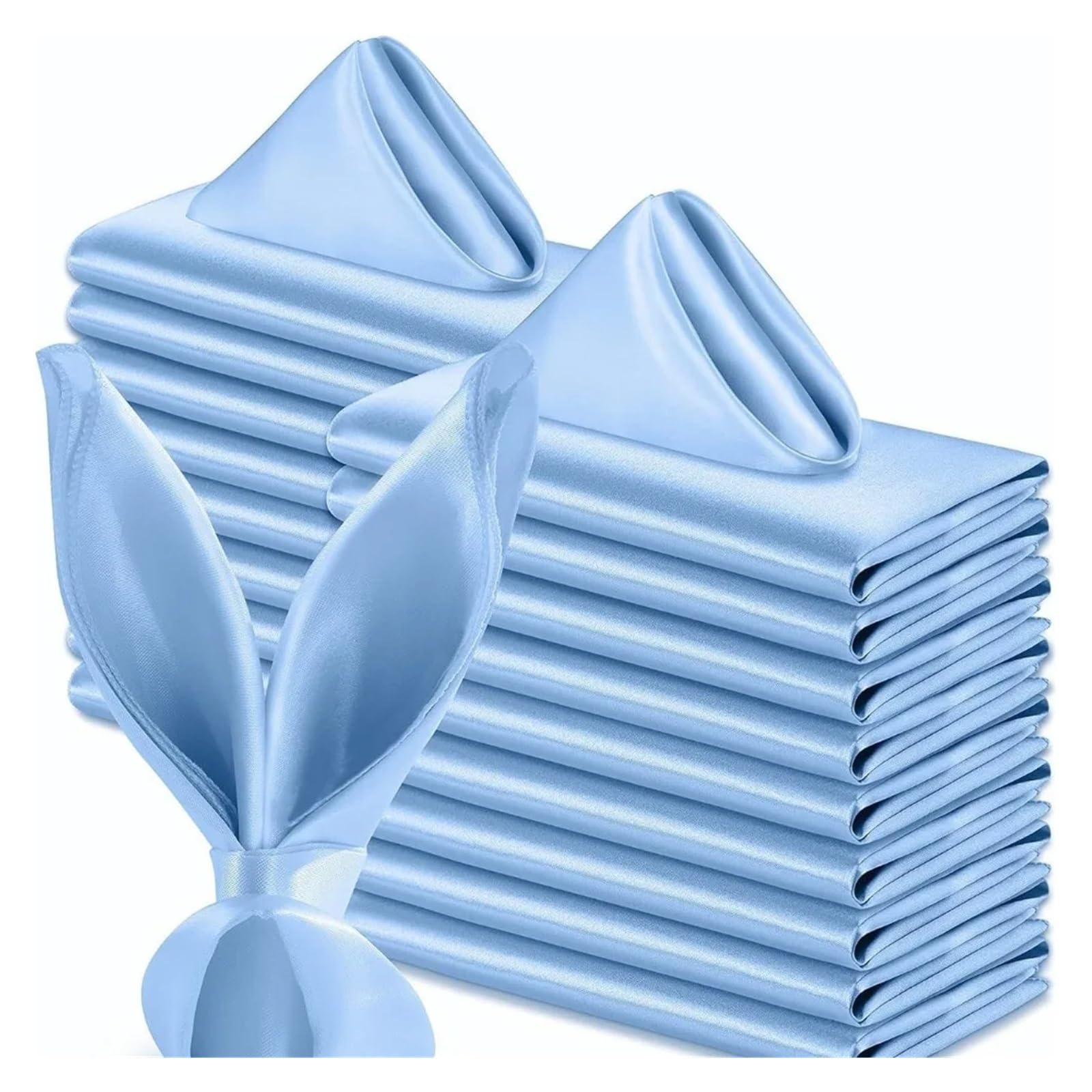 Satin Dinner Napkins 10pcs 30x30cm Satin Napkin Soft Washable Dinner Napkins Reusable Table Event(Sky Blue)