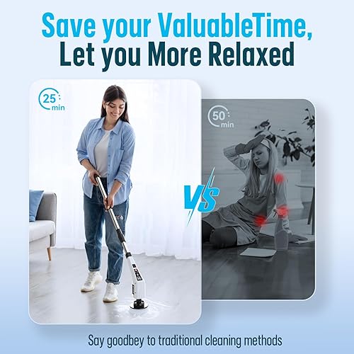 Miniatura 5 de Cepillo eléctrico giratorio, cepillos de limpieza para uso doméstico con 8 cabezales de cepillo reemplazables, limpiadores eléctricos para limpiar