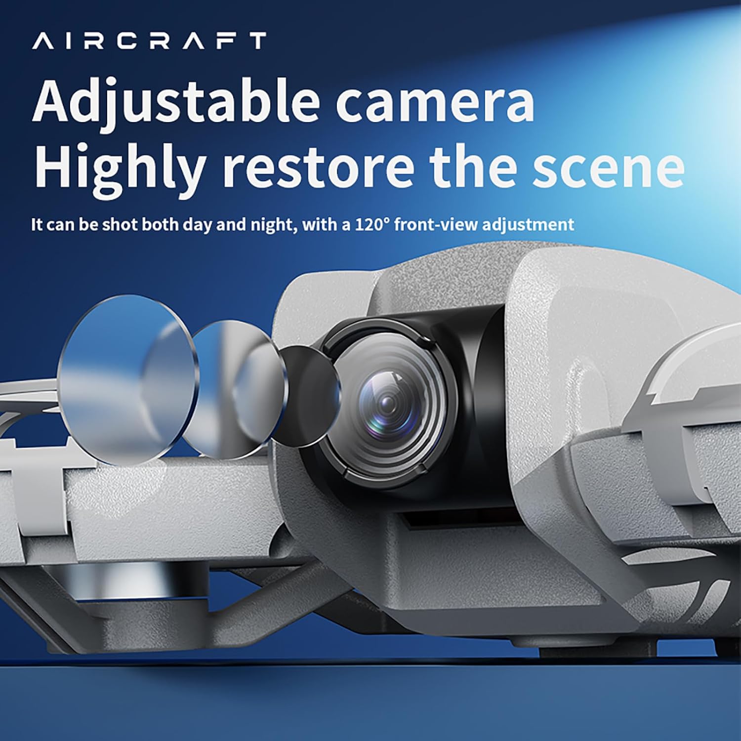 Close-up of the drone's adjustable camera lens