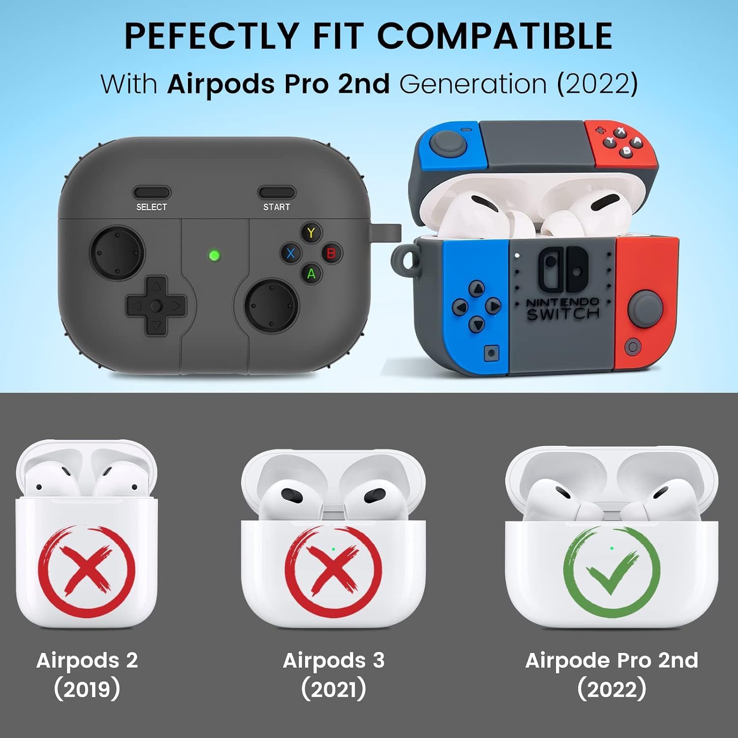 for AirPods Pro 2nd Generation Case Cover, 2 Pack