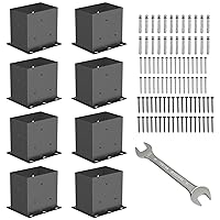 Vista 9 de Base para Poste 6x6 pulgadas, 4 Piezas, (Tamaño Interior 5.6x5.6 pulgadas) Kit de Soportes para Postes, Anclaje para Postes de Metal Negro