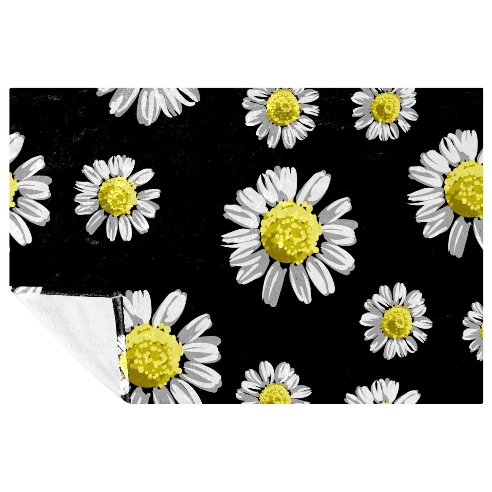 Couverture douce marguerites 150x100 cm plaid lit et canapé