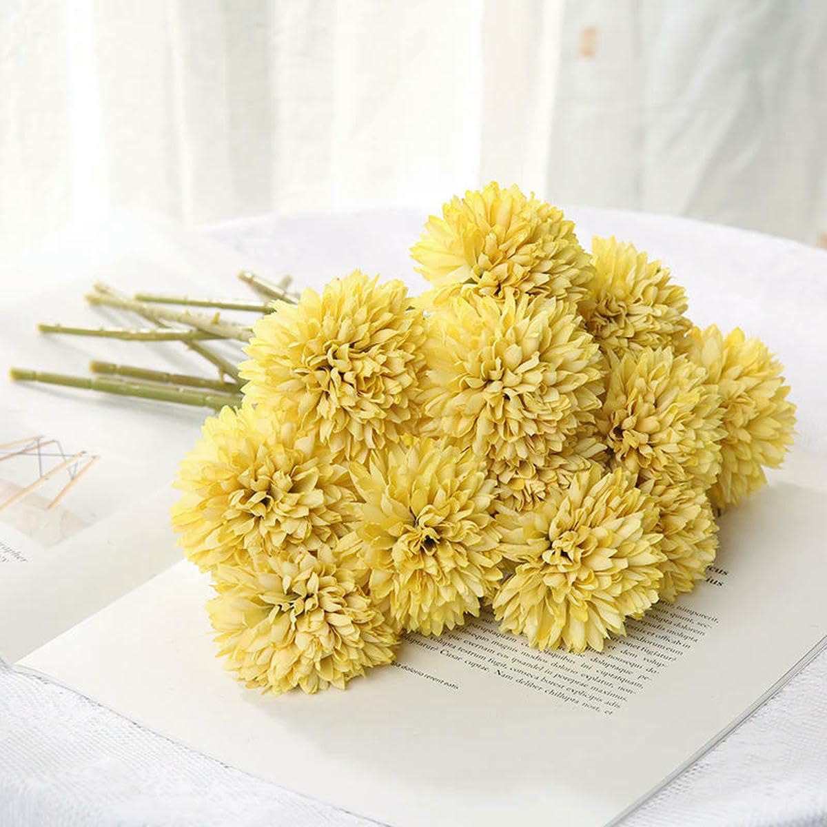 AYHTUD 3/5Pcs Hydrangea Artificial Flowers Bouquet For Home Bedroom Decor Wedding Decoration Craft Vases Flower Arrangement Accessories-Yellow-3Pcs