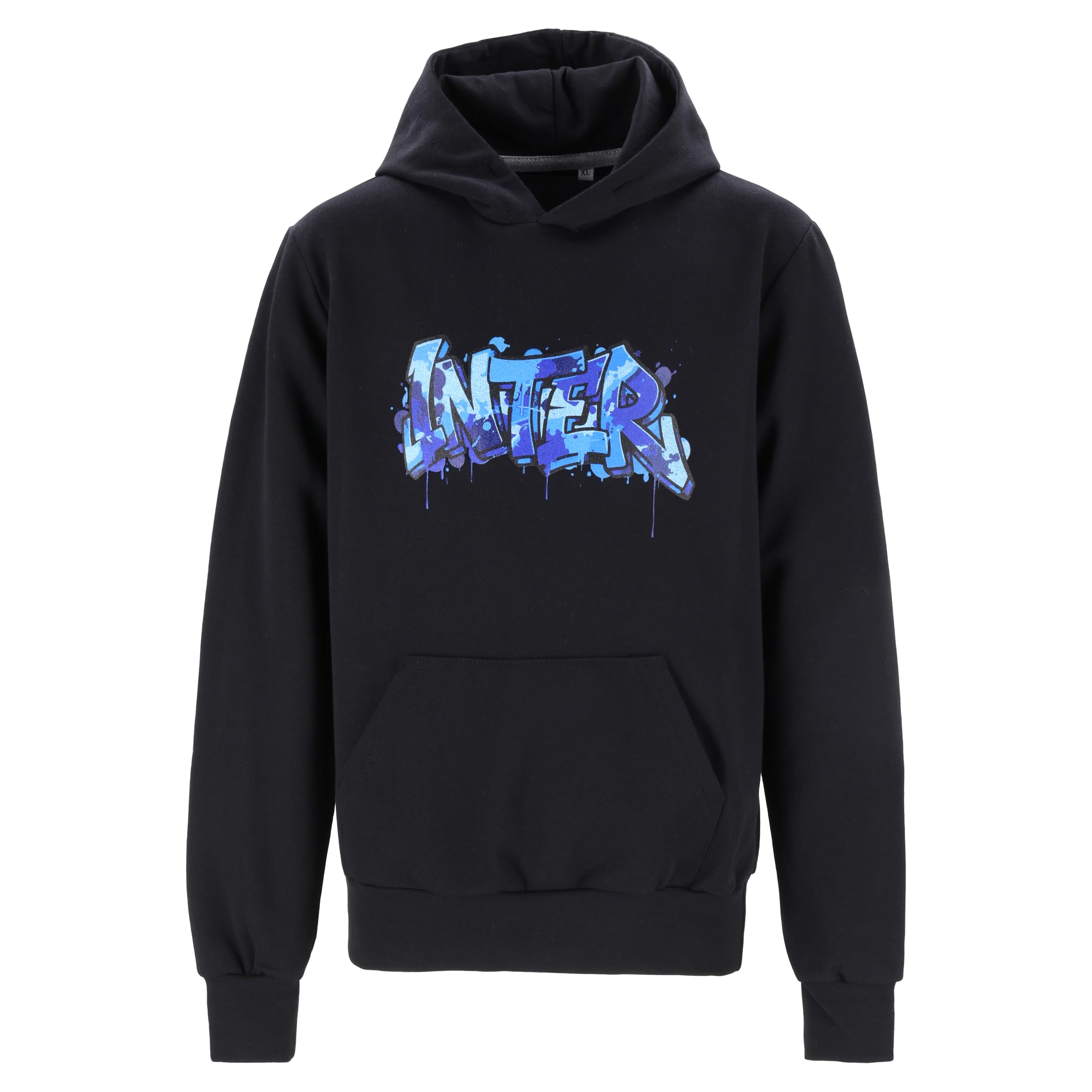 Inter - Felpa con Cappuccio Bold Collection, Collezione Graffiti, Felpa Leggera da Uomo e Bambini, Made in Italy, Prodotto Ufficiale, Colore Nero