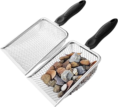 Gardening Soil Sifter Pack of 2 - Garden Sand Soil Compost Sifter with Handle - Two Garden Sifters 3.8mm and 5mm Mesh,Ideal for Sand, Rocks, Dirt, Compost - Perfect for Gardening