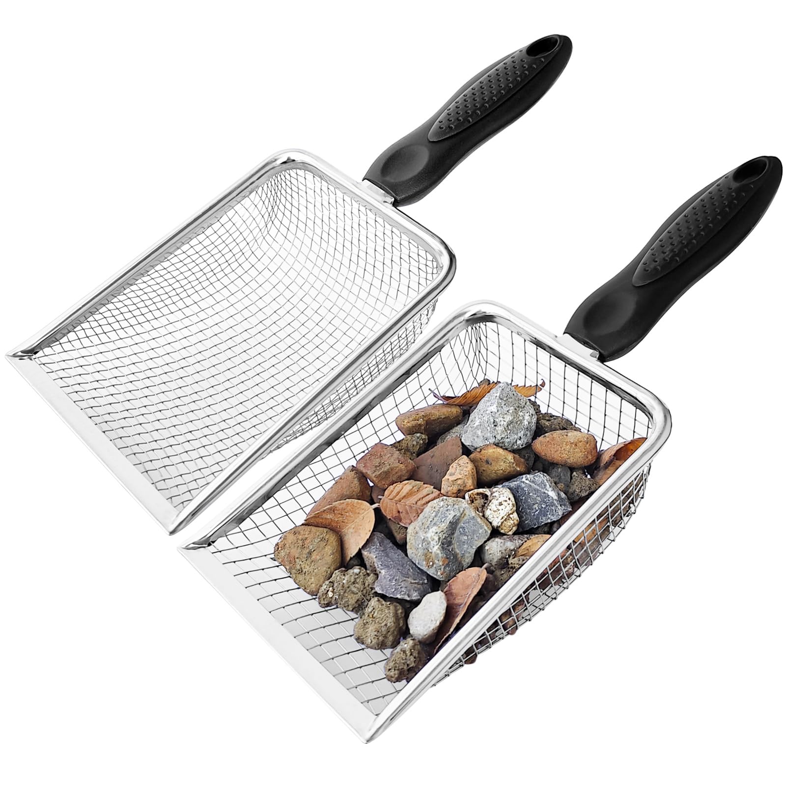 ISYOKE Gardening Soil Sifter Pack of 2 - Gardening Sand Soil Compost Sifter with Handle - Two Garden Sifters (3.8/5mm Mesh),Ideal for Sand, Rocks, Dirt, Compost - Perfect for Gardening