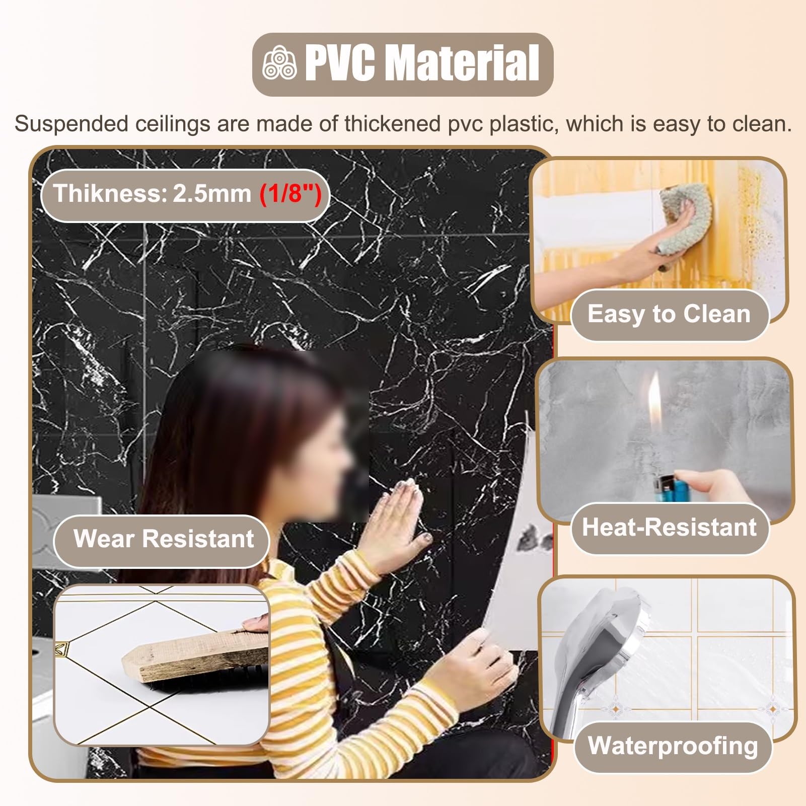 Azulejos de Techo Techo Negro con Paneles Texturizados para Baño, Falso Techo de Sótano, Paneles para Paneles de Pared con Efecto Palomitas de Maíz, Papel Tapiz Decorativo para Techo(10pack)