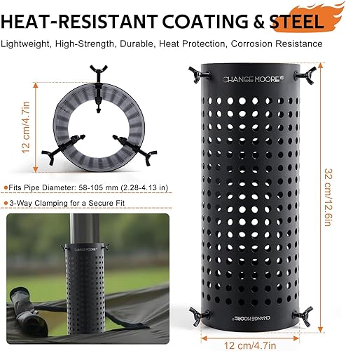 Miniatura 2 de CHANGE MOORE Protector de malla de chimenea de estufa ignífuga, protección antiquemaduras, protección de tienda de campaña, estufa al aire libre