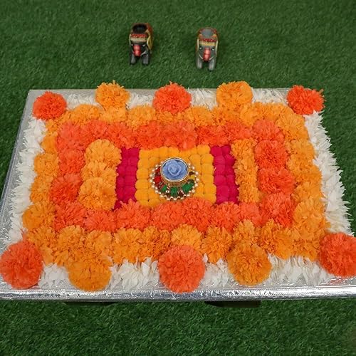 Miniatura 3 de Rangoli - Tapete decorativo floral para velas de té, diseño decorativo hecho a mano, diseño floral para el hogar y la habitación de Pooja, flores