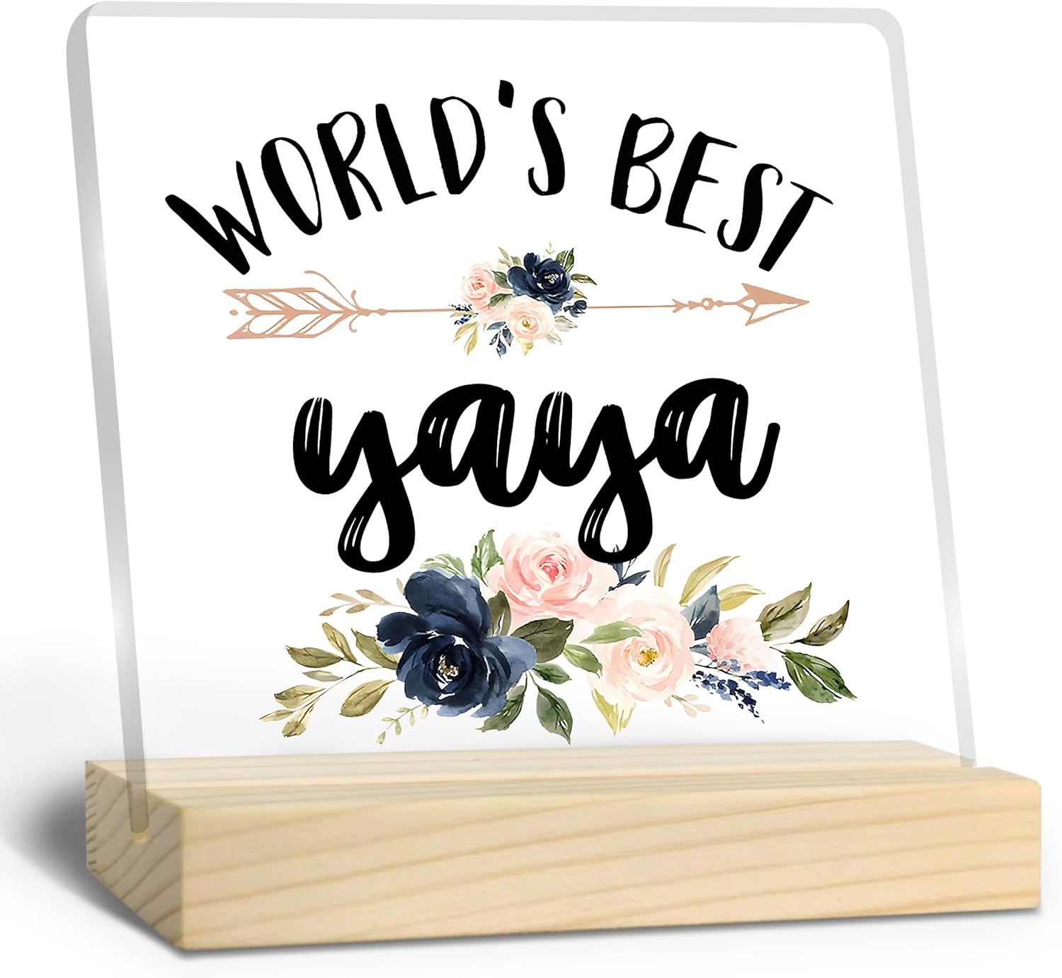 Yaya Gifts Grandma Gifts, World's Best Yaya Acrylic Plaque, Best Grandma Gifts, Grandma Gifts for Christmas, Grandma Gifts from Grandkids, Gifts for Yaya Acrylic Sign Desk Table Shelf Decor