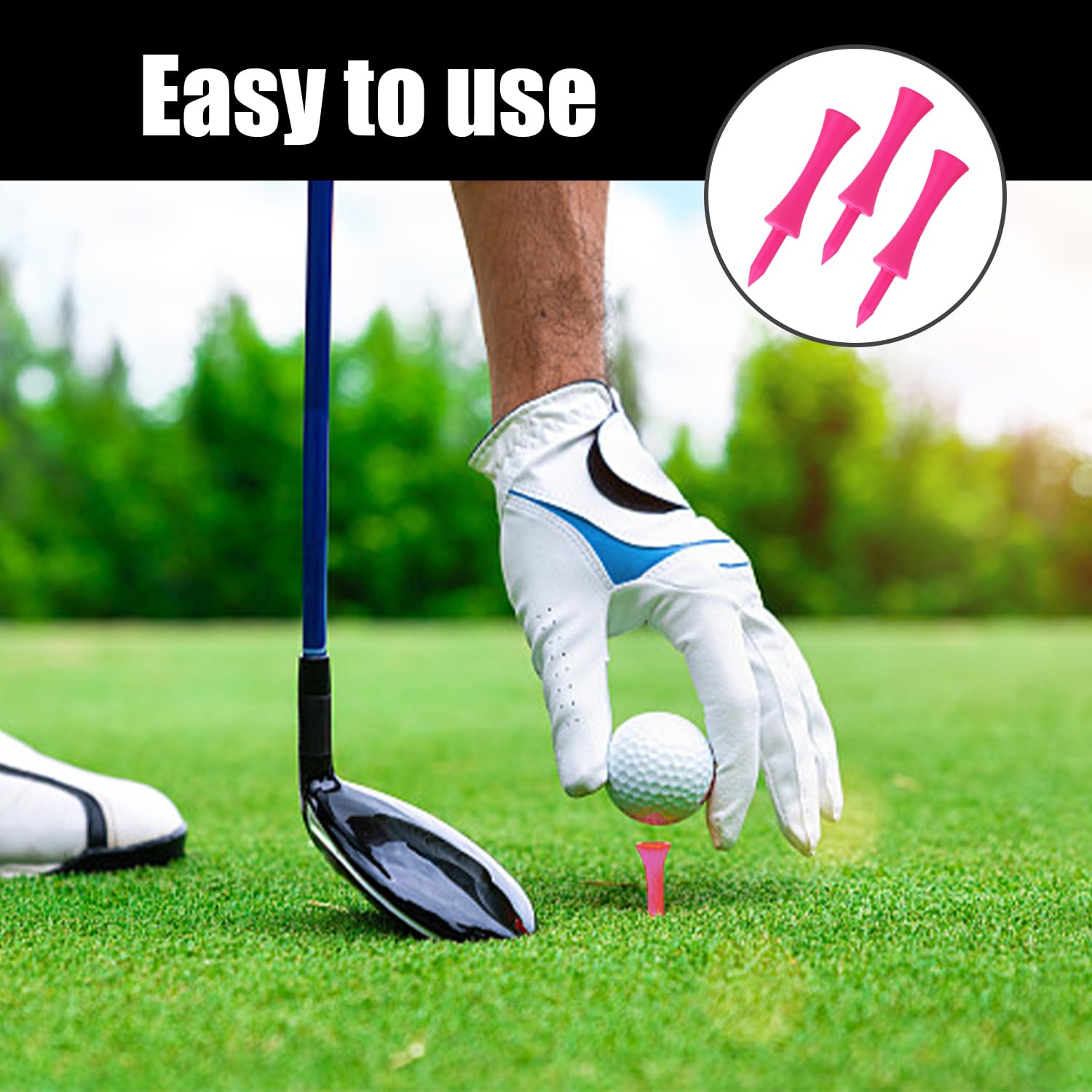 Juego de 100 tees de golf de plástico con diseño de castillo rosa