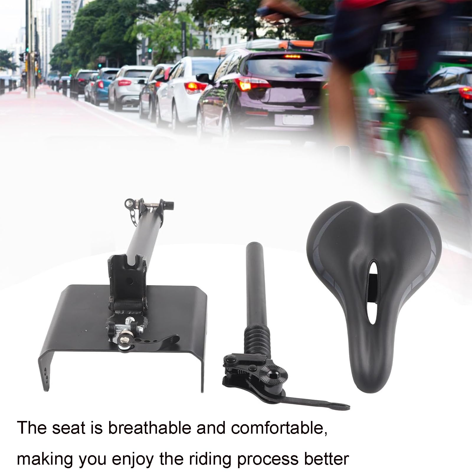 Générique Siege Trotinette Electrique, Selle Trottinette Réglable en Hauteur, Selle Trottinette électrique Pliable Antichoc, pour Un Confort De Conduite Amélioré