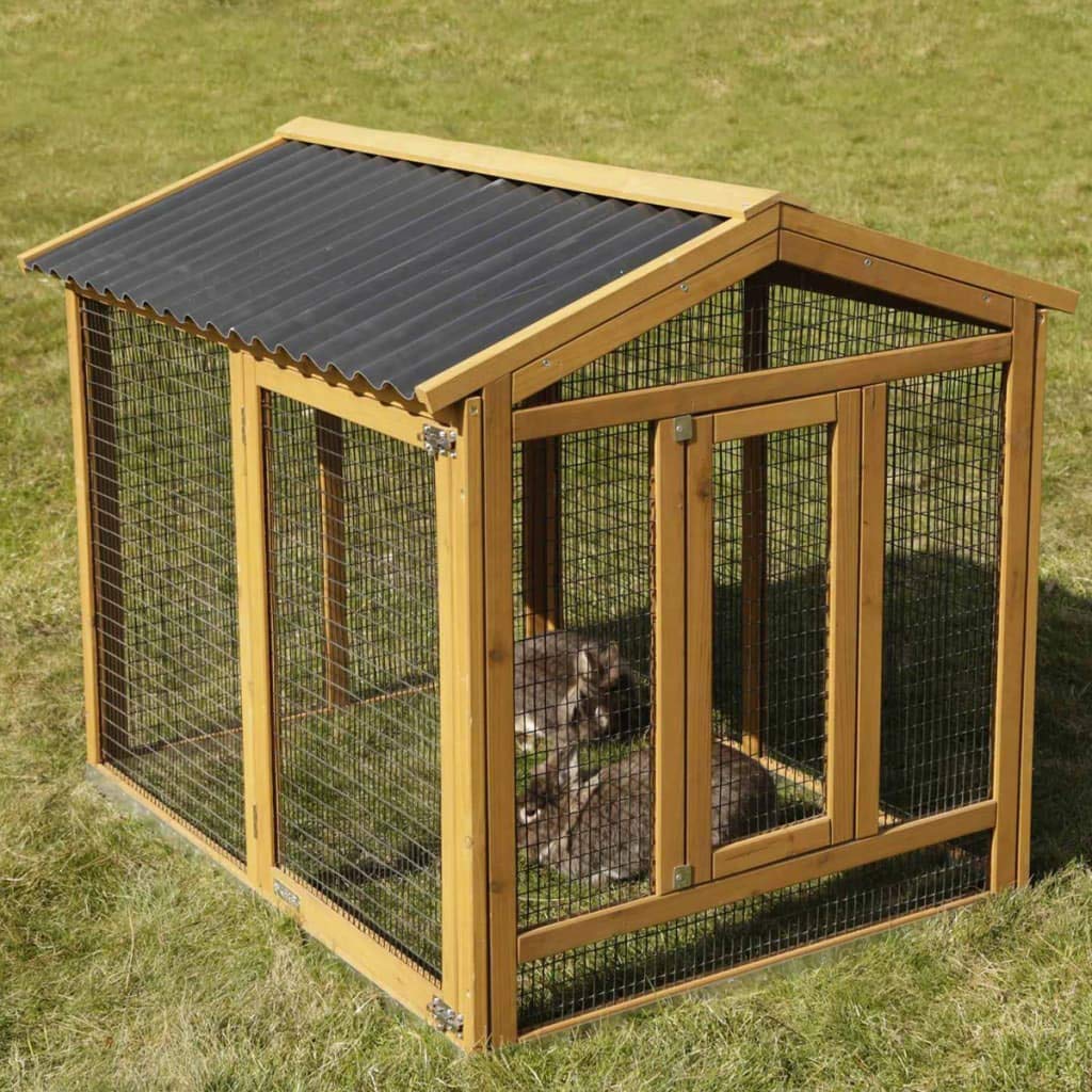 Kerbl Pet Enclos extérieur Appartment Pro, clapier pour Lapins, clapier pour rongeurs, 115x85x90cm, Bois Verni, Toit Robuste, Cadre métallique au Sol, Grande Porte