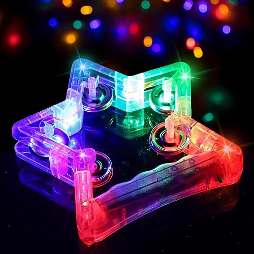 Miniatura 5 de Facmogu Paquete de 2 panderetas iluminadas con 10 jingles de metal, 3 modos LED intermitentes de pandereta musical, instrumento de percusión de