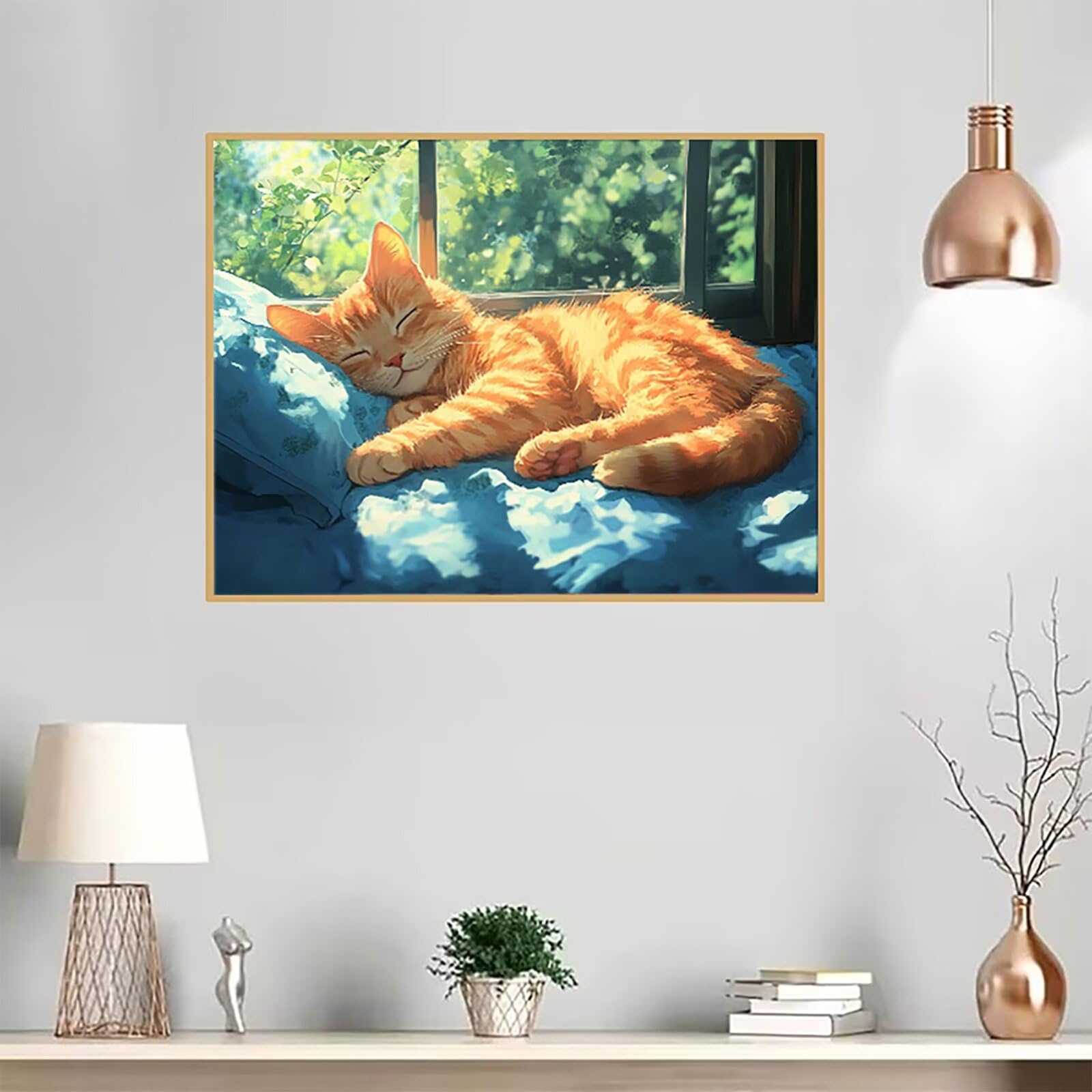 Diamentowy obraz kot malarstwo diamentowe manga diamentowe malowanie dla dorosłych, 5D DIY haft diamentowy ścieg krzyżykowy hobby kreatywne rzemiosło dla dorosłych, zestaw do dekoracji ścian, 100 x