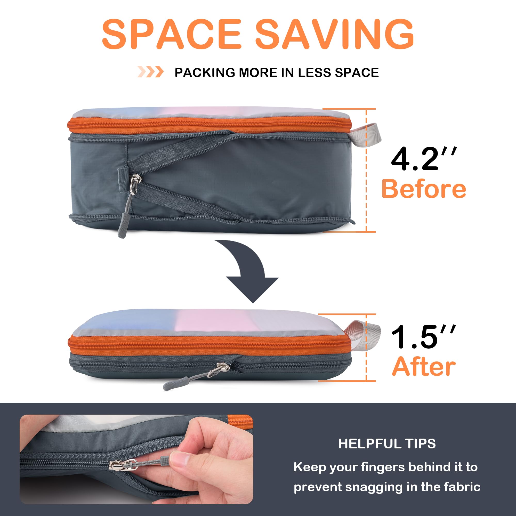 Set 8 Organizer Valigia Compressore - Sacchetti Viaggio Ultraleggeri, Salvaspazio, Bianco - Foto 8