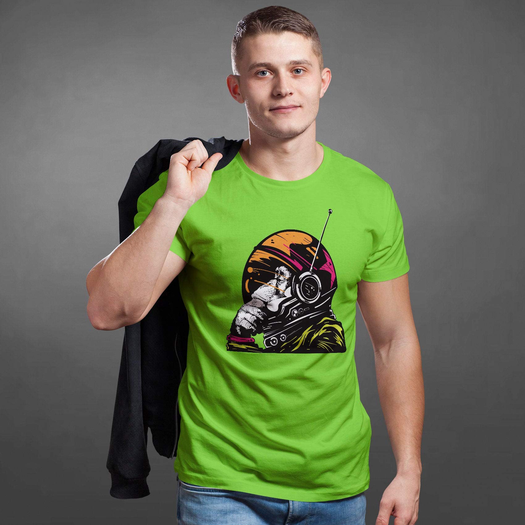 Playera de astronauta de Banksy, con diseño de mono divertido, camiseta para hombre, diseño cósmico del espacial, regalo Gris gris L