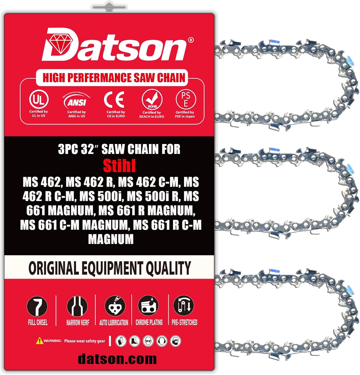 Chainsaw Chain 32 Inch .050 3/8 105 DL For STIHL MS 462, MS 462 R, MS 462 C-M, MS 462 R C-M, MS 500i, MS 500i R, MS 661 MAGNUM, MS 661 R MAGNUM, MS 661 C-M MAGNUM, MS 661 R C-M MAGNUM and more.