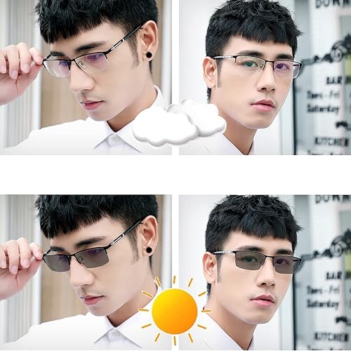 Miniatura 3 de Metal marco completo hombres transición gafas de lectura ultraligero fotocromático gafas presbicia lupa