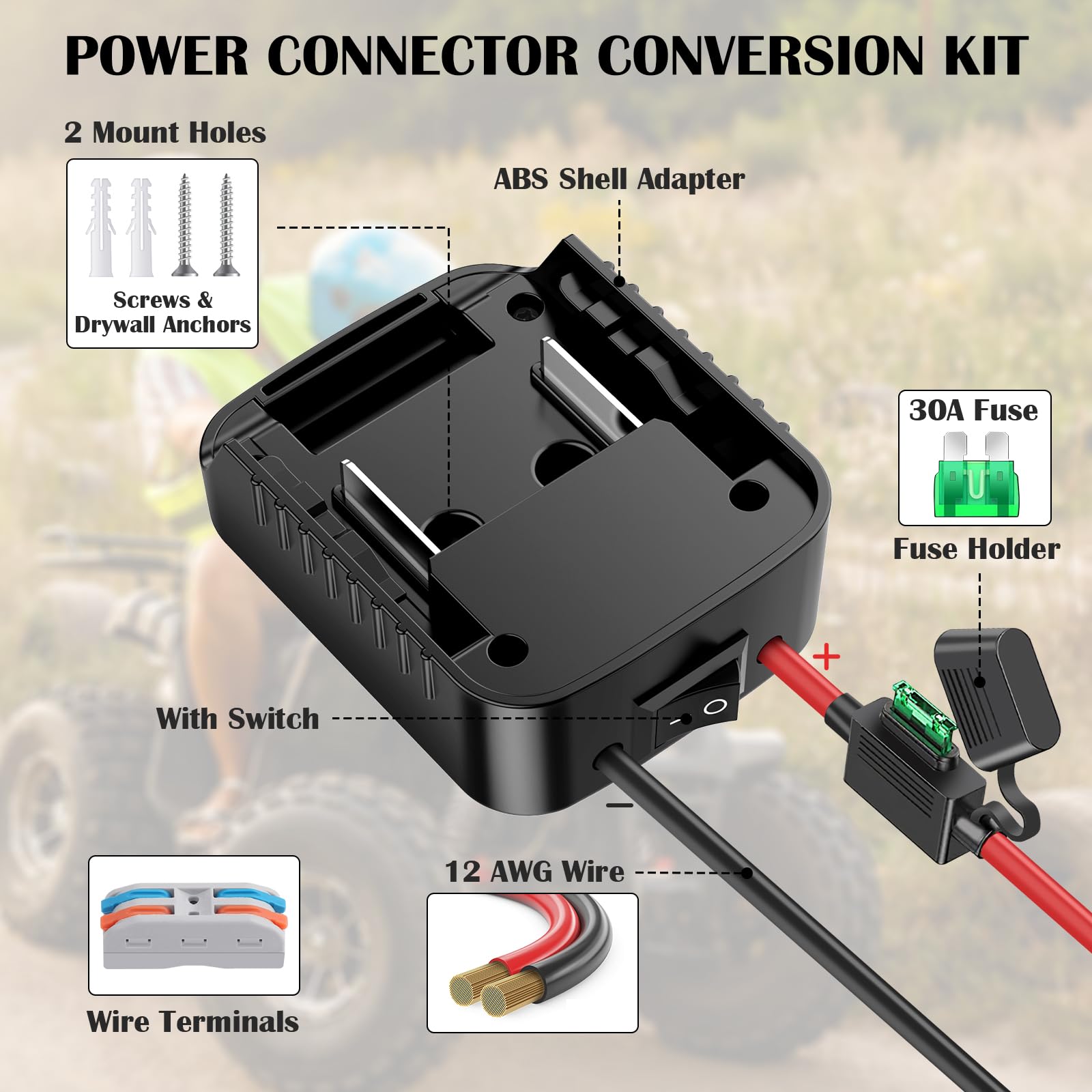 Paquete de 2 adaptadores compatibles con batería Makita de 18 V para adaptador de batería de rueda eléctrica, herramienta eléctrica, coche de juguete RC DIY, kit de conversión de conector de