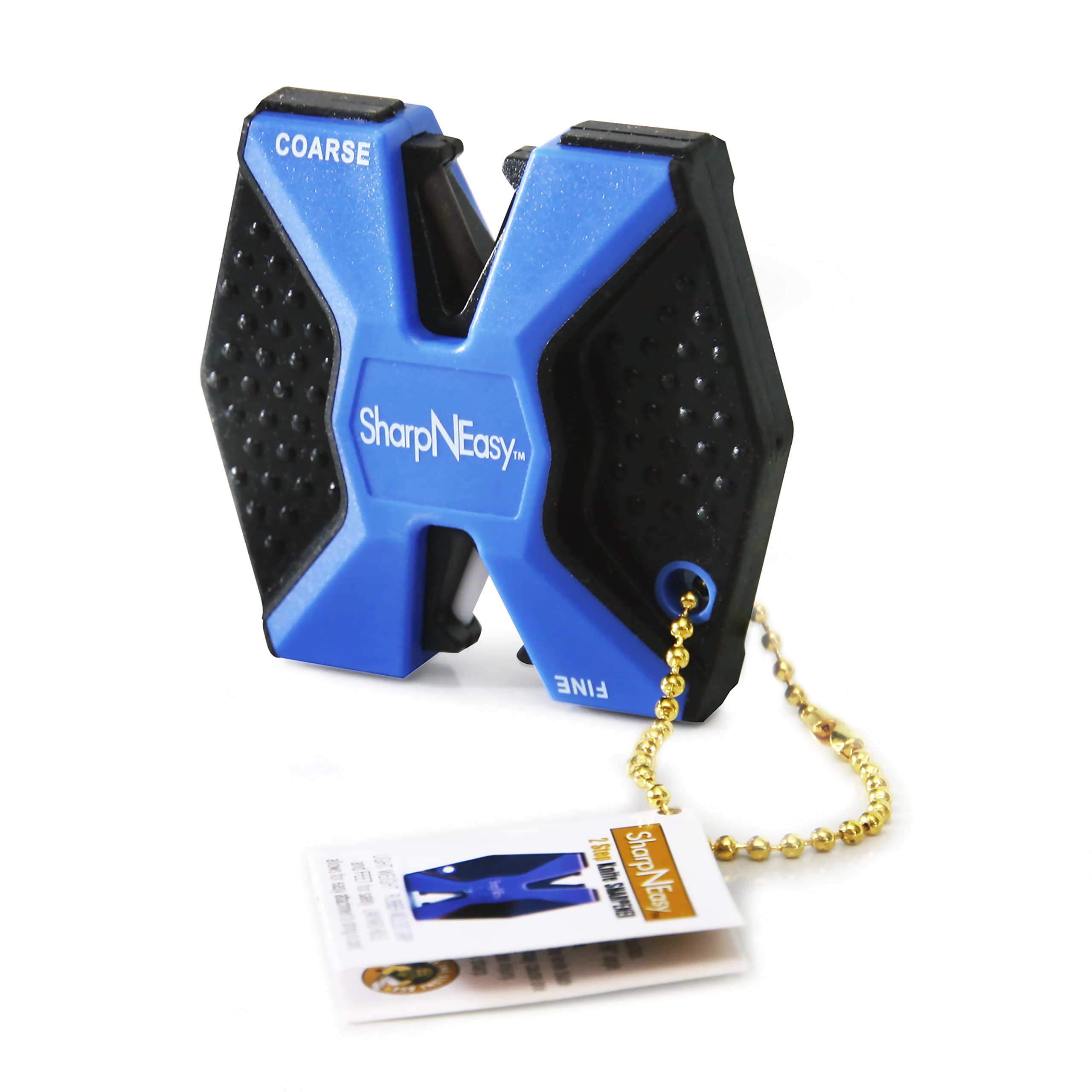 AccuSharp 2-Step Knife Sharpener - Sharpens, Restores, & Hones - 2-Step Coarse and Fine Rods for Kitchen Knives & All Types of Blades - Keychain Pull Through Knife Sharpener - Blue