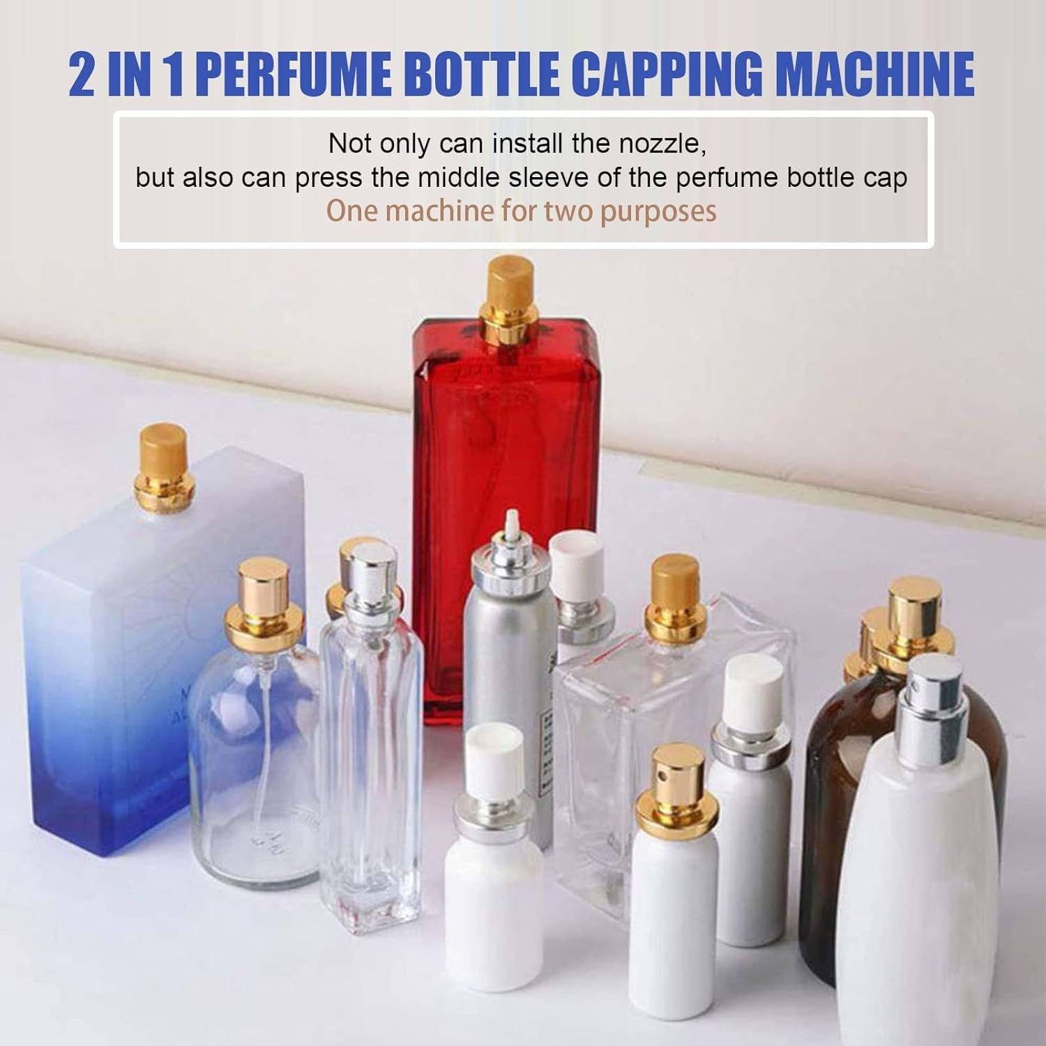 Taponadora manual de botellas de perfume, máquina prensadora manual para sellar viales, herramienta de altura ajustable para un sellado seguro