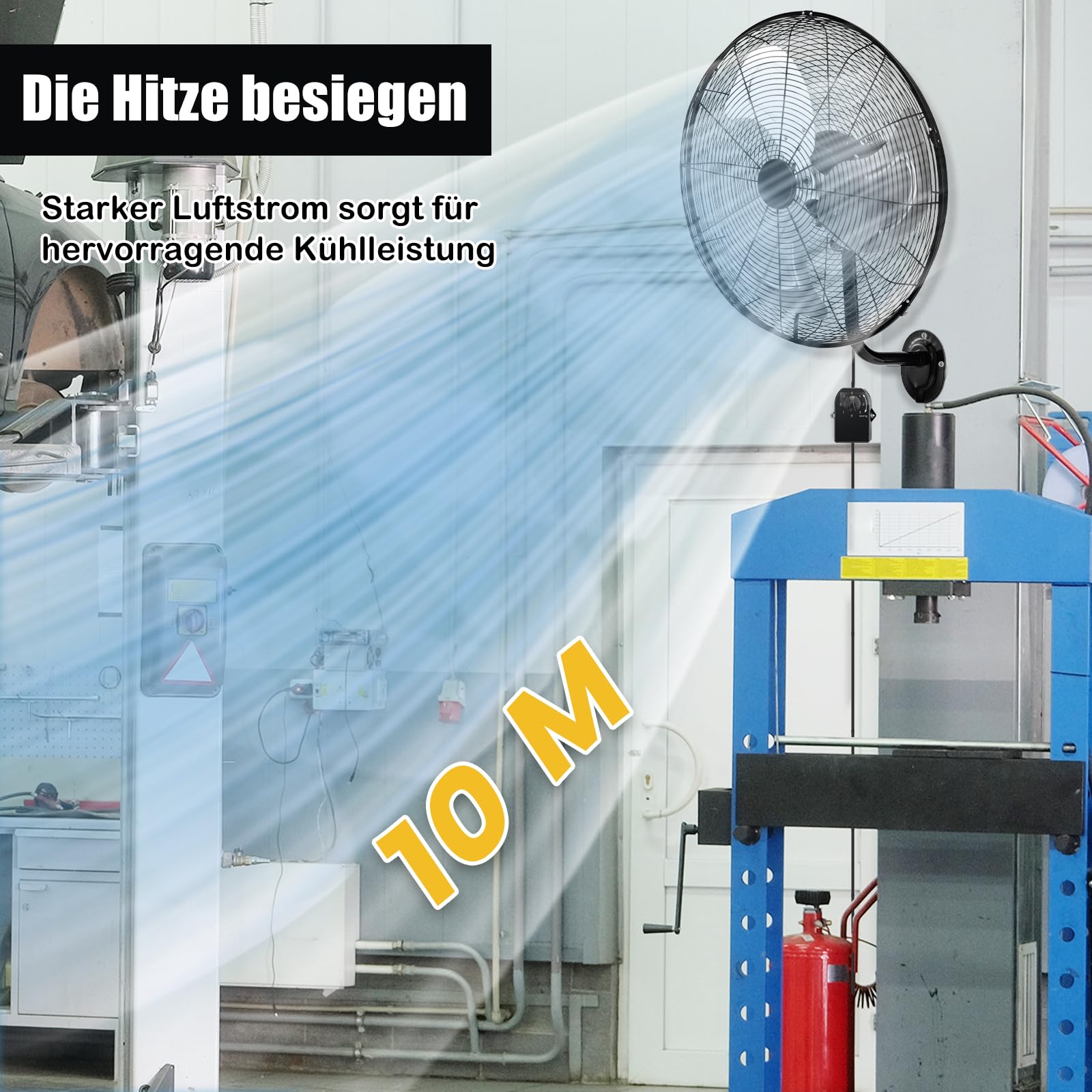 RELAX4LIFE Wandventilator 120W 3 Aluminiumflügel 85° Oszillation 30° Neigung Geräuschpegel ≤60dB Schwarz