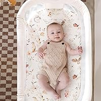 Vista 4 de Juego de 2 sábanas elásticas ultra suaves para moisés, ajuste universal para moisés, cesta de moisés, colchón rectangular ovalado, seguro y cómodo
