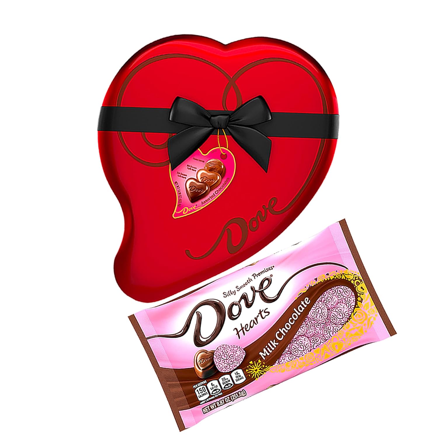 CANDYMAN Valentine Day Bundle with (1) XL DOVE Chocolate Candy Assortment Heart Tin