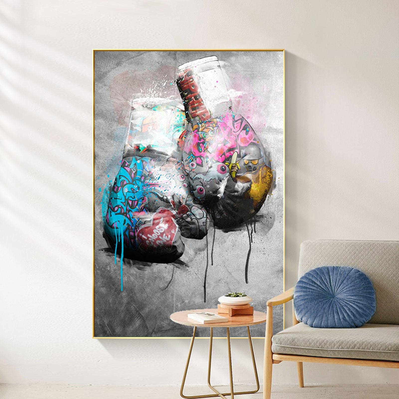 Poster Gants De Boxe Graffiti - Déco Murale Street Art - 60x60 Cm - Style Urbain Et Moderne
