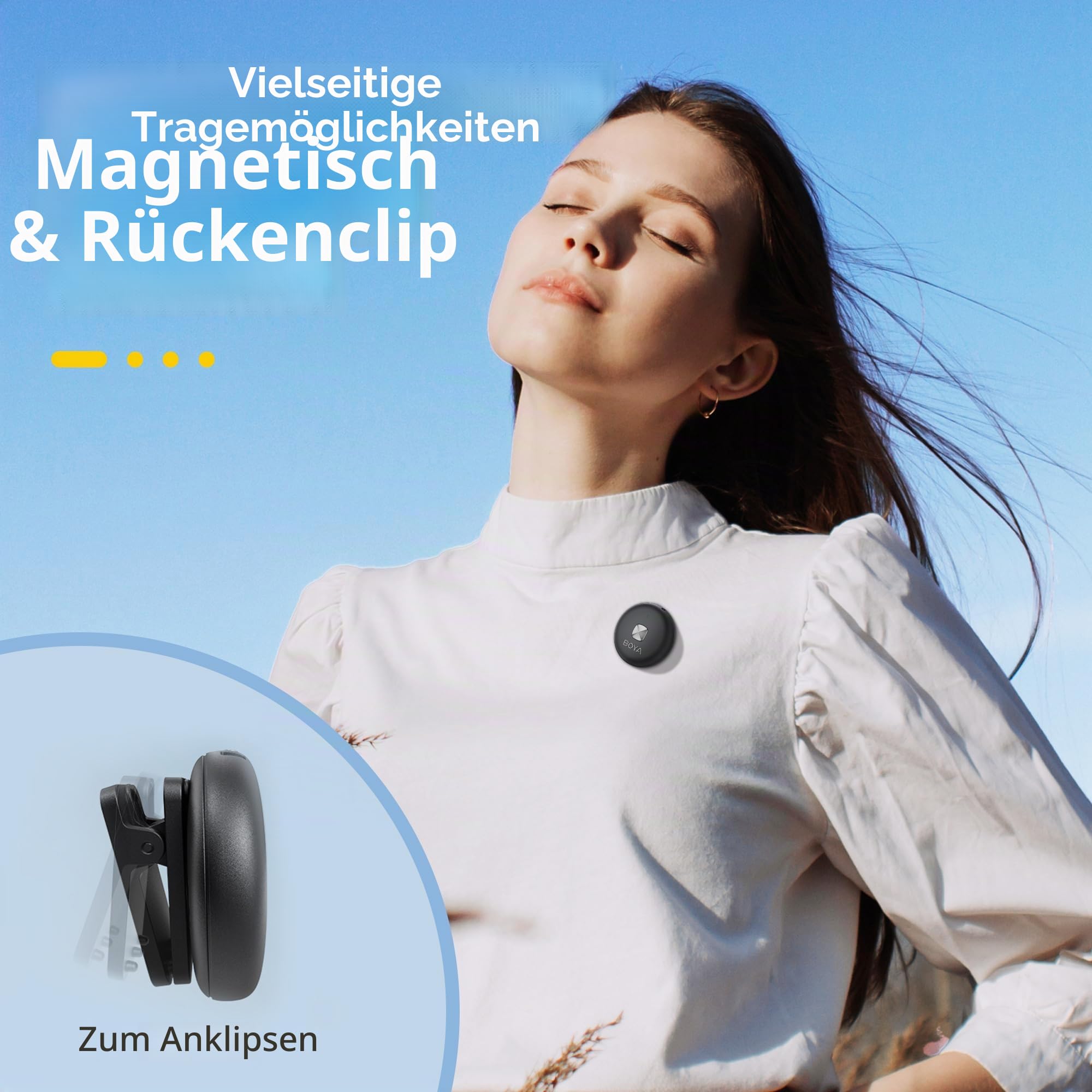BOYA OMIC-U Lavalier Mikrofon Kabellos USB C, Mini Mikrofon Handy Android iPhone 15 iPad Vlog Podcast, Plug Play Drahtloses Ansteckmikrofon