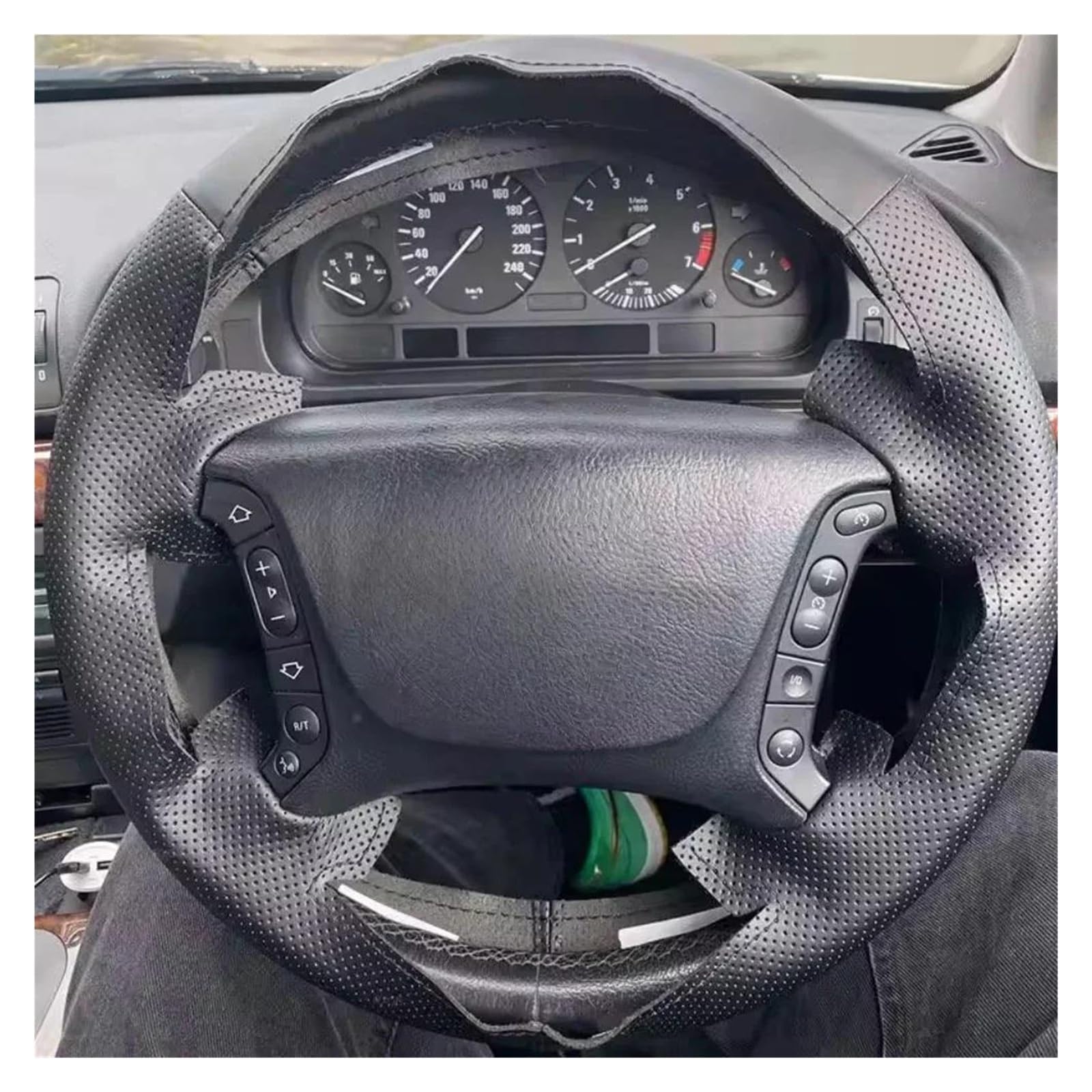 Car Steering Wheel Cover For BMW 5 Series E36 E46 E39 X3 E83 X5 E53 Hand Stitched Non-slip Steering Wheel Leather Cover(RED)