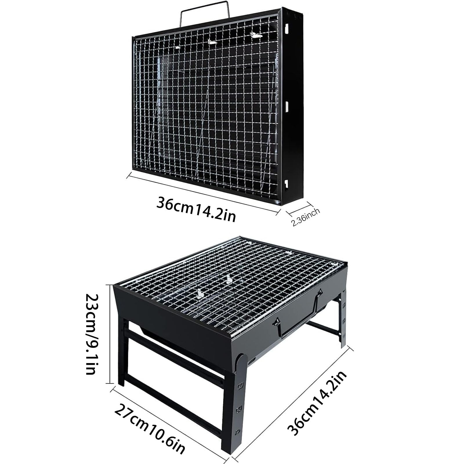 Grill barbecue, tavolino pieghevole portatile del barbecue del carbone di legno, all'aperto in acciaio inossidabile Fumatore BBQ per il picnic Giardino Terrazza Camping Viaggio Parte del cortile
