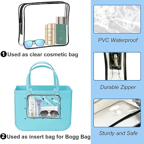 Miniatura 3 de 3 piezas transparentes para bolsa de playa, accesorios para bolsa Bogg, bolsas de inserción impermeables, organizador de almacenamiento, bolsas de